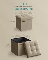 SONGMICS Storage Ottoman Foldable Foot Rest 30x30 cm Camel Brown LSF028K51 view 3