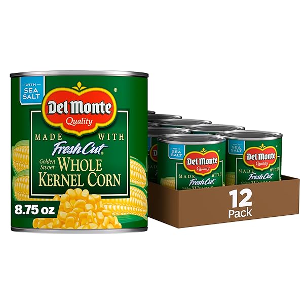 DEL MONTE FRESH CUT GOLDEN SWEET WHOLE KERNEL CORN, CANNED VEGETABLES, 12 PACK, 8.75 OZ CAN