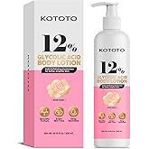 Kototo 12% Glycolic Acid Lotion (10.14 Fl Oz), Moisturizing Body Lotion for Dry Skin, Lotions for Extremely Dry Skins, Skin Exfoliator for Body, Revitalizing Skins Moisturizer for Men & Women