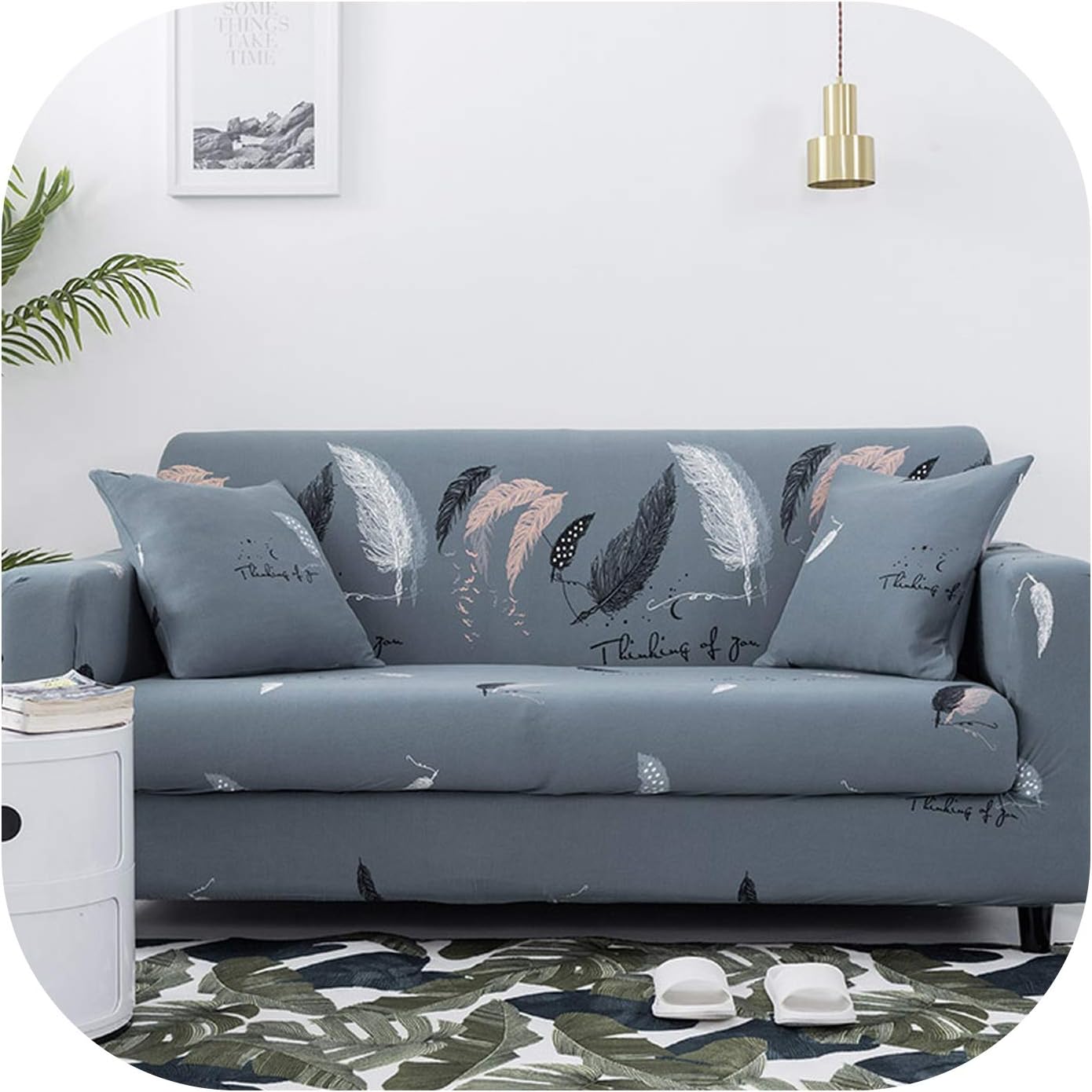The Fairy Green Leaf Sofa Cover Cotton Elastic Sofa Covers for Living