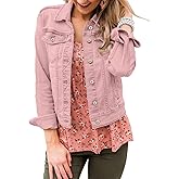 Vetinee Womens Stretch Button Down Long Sleeve Pockets Denim Jean Trucker Jacket