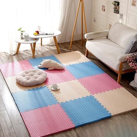 Amazon Co Jp ジョイントマット タイルカーぺット 正方形 サイドパーツ付 優しい肌触り感 ポップ 新生活 リビング カラー ベビーマット 春 夏 秋 冬 パズルマット フロアマット プレイマット おしゃれ 転倒防止 汚れ防止 洗える 30 30 1 24 衝撃吸収 ホーム キッチン