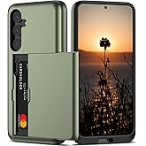 Nvollnoe for Samsung S24 Case with Card Holder Dual Layer Heavy Duty Protective Case Hidden Card Slot Slim Wallet Case for Samsung S24 6.1''(Green)