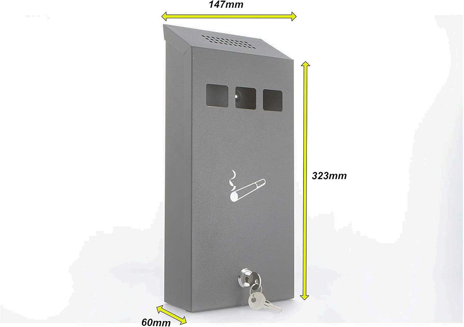 Sterling CIG1BK 147 x 323 x 60mm Powder Coated Cigarette Bin Black, 147 x 323 x 60 mm - Image 4