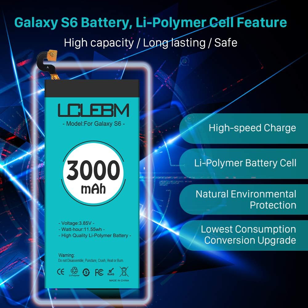 Galaxy S6 Battery [3000mAh] S6 Battery LCLEBM Upgrade New 0 Cycle Battery Replacement for Samsung Galaxy S6 EB-BG920ABE G920A G920T G920V G920P S6 Battery Replacement with New Replacement Kits: Home Audio & Theater