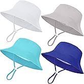 Cooraby 4 Pack Baby Sun Hat Wide Brim Bucket Hat Adjustable Summer Sun Protection Toddler Hat for Boys Girls