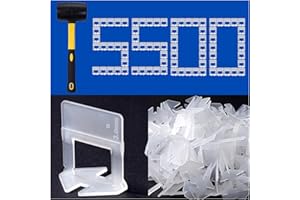 HEILUON Tile Leveling System Clips Tiles Leveler Spacers 1/8 inch Tile Spacer 5500 Piece and 16 oz Rubber Mallet Hammer