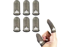 Jwh Ultra Thin Pure Silver Fiber Mobile Phone Gaming Accessories Finger Thumb Sleeves,Breathable,Silky,6 Pack Guantes para Dedos Gamer,Dedales Gamer Profesionales,Finger Gloves,for Pubg Gaming Cots