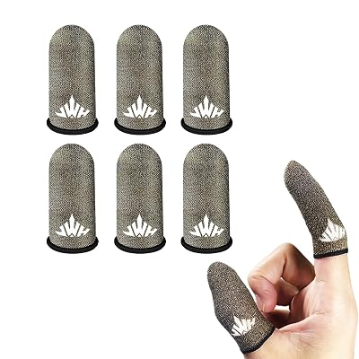 Jwh Ultra Thin Pure Silver Fiber Mobile Phone Gaming Accessories Finger Thumb Sleeves,Breathable,Silky,6 Pack Guantes para Dedos Gamer,Dedales Gamer Profesionales,Finger Gloves,for Pubg Gaming Cots