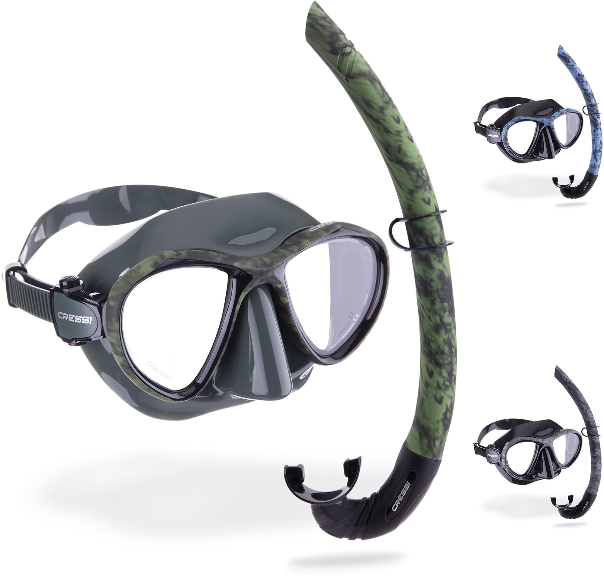 Cressi Unisex Adult Metis & Corsica Snorkeling Combo Set - Green Camouflage, Uni