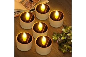 STADECO Solar Tea Lights Outdoor Waterproof - 6 Pack Flameless Flickering Solar Candles Reusable LED Tea Light Candles Rechargeable Dusk to Dawn Lighting for Lanterns Garden Camping Home Decor, 2.3''x2.1''
