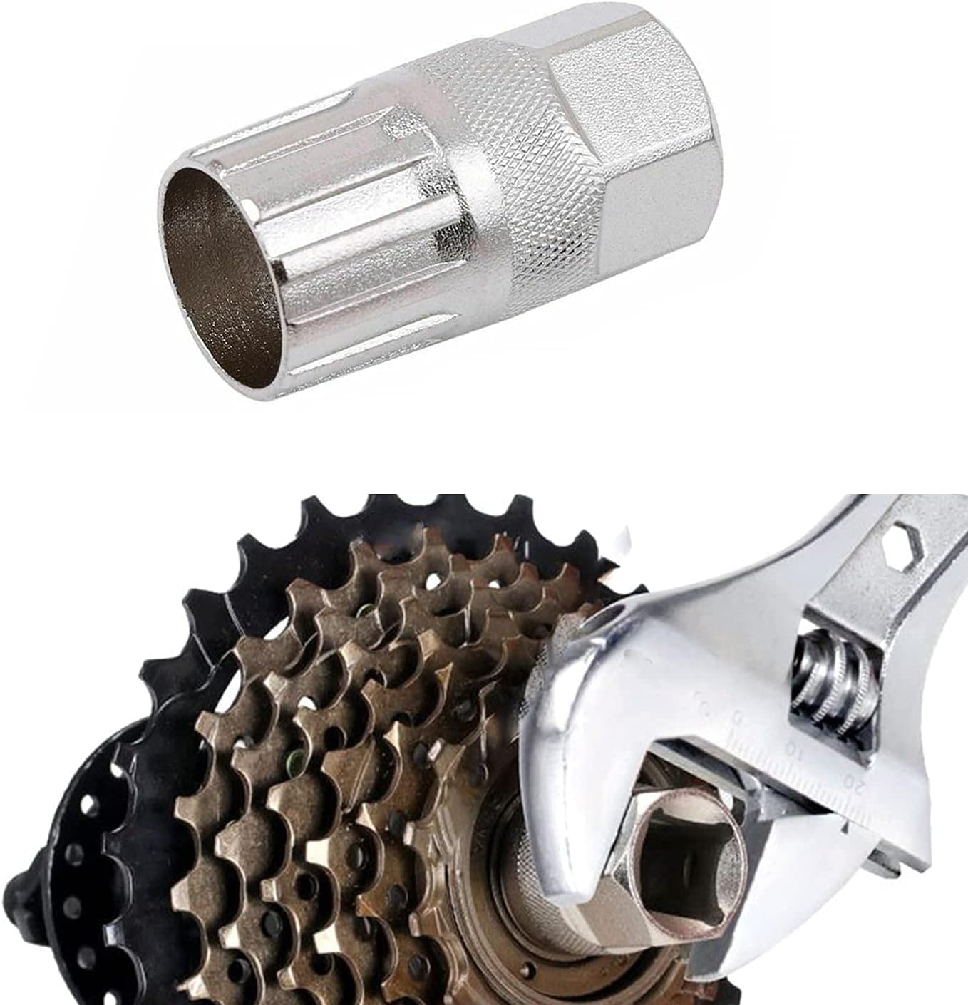 Gowxs Bicycle Freewheel Remover，Mountain Bicycle Lockring Removal Tool for Sram, Sunrace, Shimano, DNP and Other 6,7,8,9,10,11Speed Freewheel (Lengthen Sleeve)