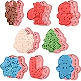 (Set of 8) Christmas Cookie Cutters with Plunger Stamps Set, Gingerbread Boy/Girl Snowman Santa Claus Snowflake Christmas Tree Reindeer Cookie Cutters
