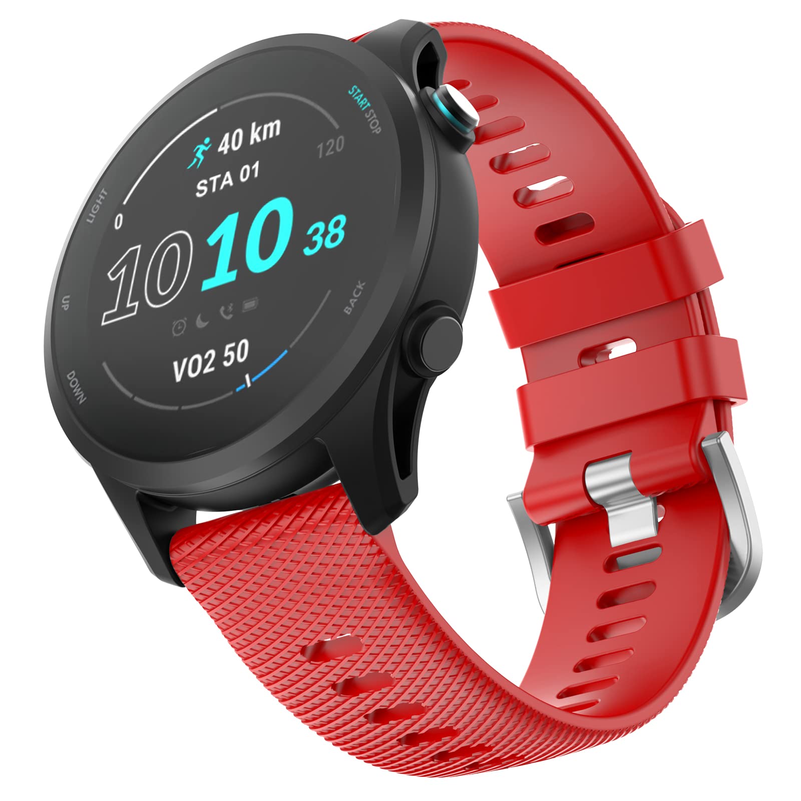 OVERSTEP Forerunner 255 Strap/255 Music Strap, 22mm Replacement Strap Soft Silicone for Garmin Venu 2/Vivoactive 4, red