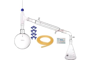 Deschem 1000ml 24/40 Glass Distillation Apparatus Vacuum Distill Kit w/500ml Erlenmeyer Flask