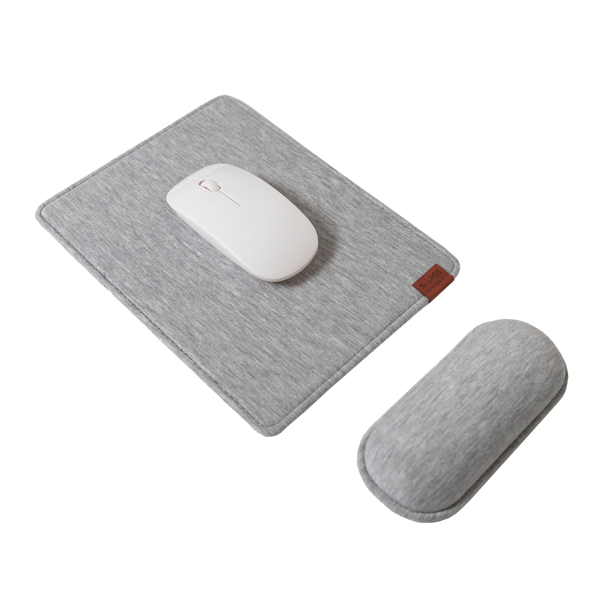 SenseAGE Mouse Mat and Wrist Support Set, Wrist Rest Mouse Pad with Non-Slip Base, Smooth and Durable Surface, Easy Sliding and Wrist Pain Relief, Compatible with Laser and Optical Mice, Smoke Grey