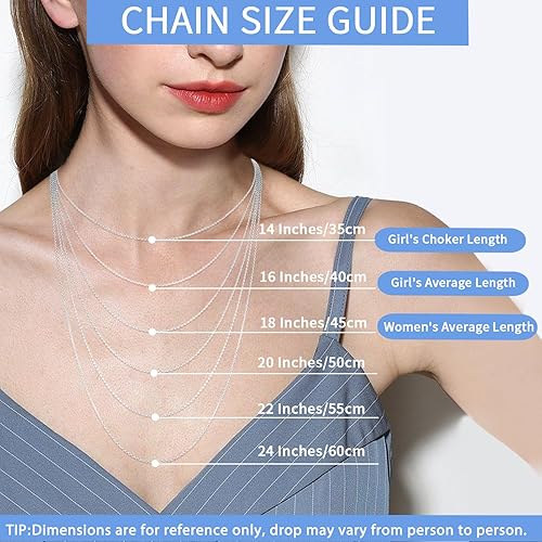 Fasongo Solid 925 Sterling Silver Chain Necklace for Women Girls