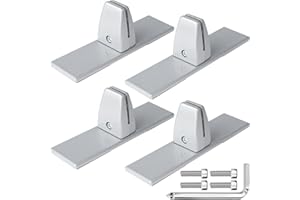 FIRST-ZGEL 4 Packs Sneeze Guard Clamp Bracket, Sneeze Guard Shield Base for Countertop, Stick On Heavy Duty Aluminum Partition Guard Clip, Panel Support Clamp Stand for Clear Acrylic Desktop Counter Reception