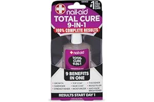 Nail-Aid Total Cure 9 in 1 Nail Treatment - Strengthen, Smooth, & Brighten Brittle Nails - Clear, 0.55 Fl Oz