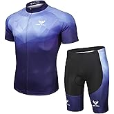 Men's Cycling Jersey Set - Reflective Quick-Dry Biking Shirt and 3D Padded Cycling Bike Shorts XL
