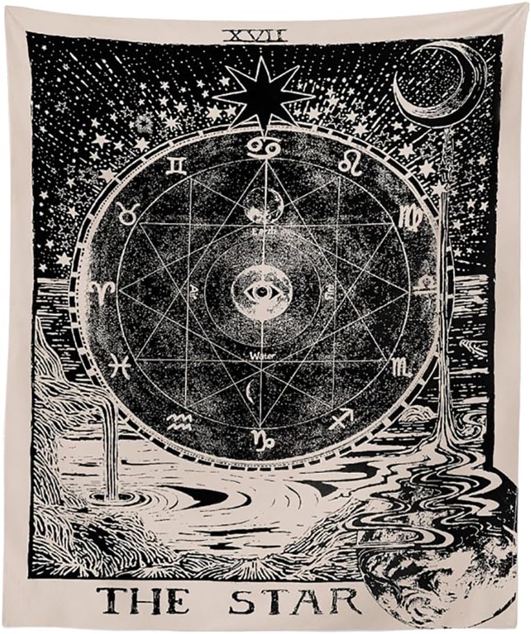 Profusion Circle Sun Moon Star Astrological Signs Wall Hanging Tapestry, Hippy Hippie Tapestries, Table Cloth, Bedding Bedspread Blanket, Decorative Wall Hanging