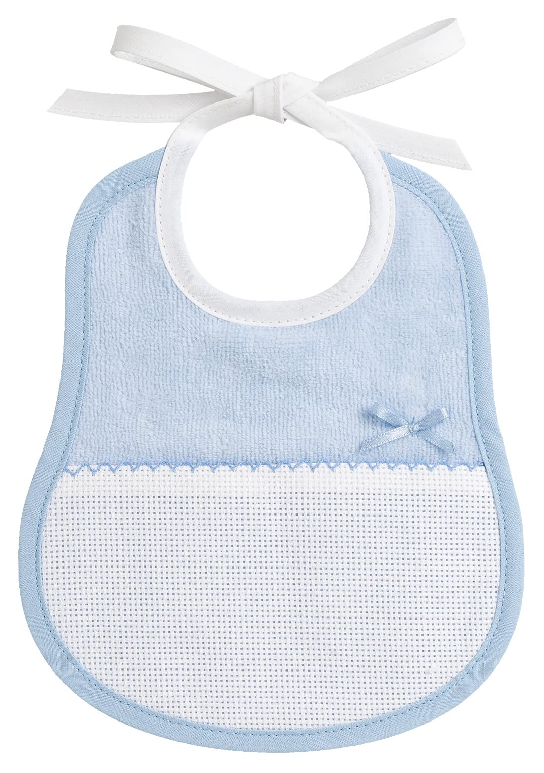 FILET AMS1045B Soft Terry Cotton Bib with Aida Fabric Insert