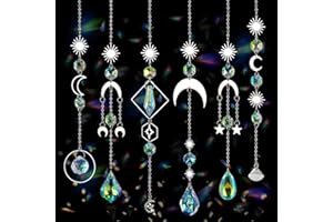 GWAHSA 6 Pcs Sun Catchers Indoor Window, Colorful Crystal Suncatcher Prism for Windows Hanging Outdoor Garden Home Balcony Ceiling Wall Room Decor Aesthetic Wedding Party Rainbow Maker Ornaments Gifts