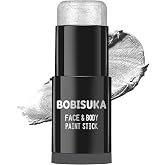 BOBISUKA Silver Face Paint Stick, Waterproof Metallic Silver Full Body Paint Sticks, Blendable Painting Kit for Halloween Makeup SFX Cosplay Special Effects Parties Cosplay Costume Stage