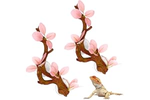 kathson 2 PCS Reptile Corner Branch, Lizard Climb Branches Decor Terrarium Plant Decoration with Suction Cup Reptile Tank Plant Ornament for Bearded Dragons Gecko Snake Spider Frog (Pink)