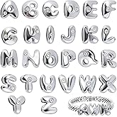 BENOSPACE Silver Bubble Letter Charms, 26 Pcs A-Z Alphabet Jewelry Making Set Rhinestones Embellished Slide Beads for Wristbands Bracelets Necklaces Key Chains Earrings Craft Supplies Gift