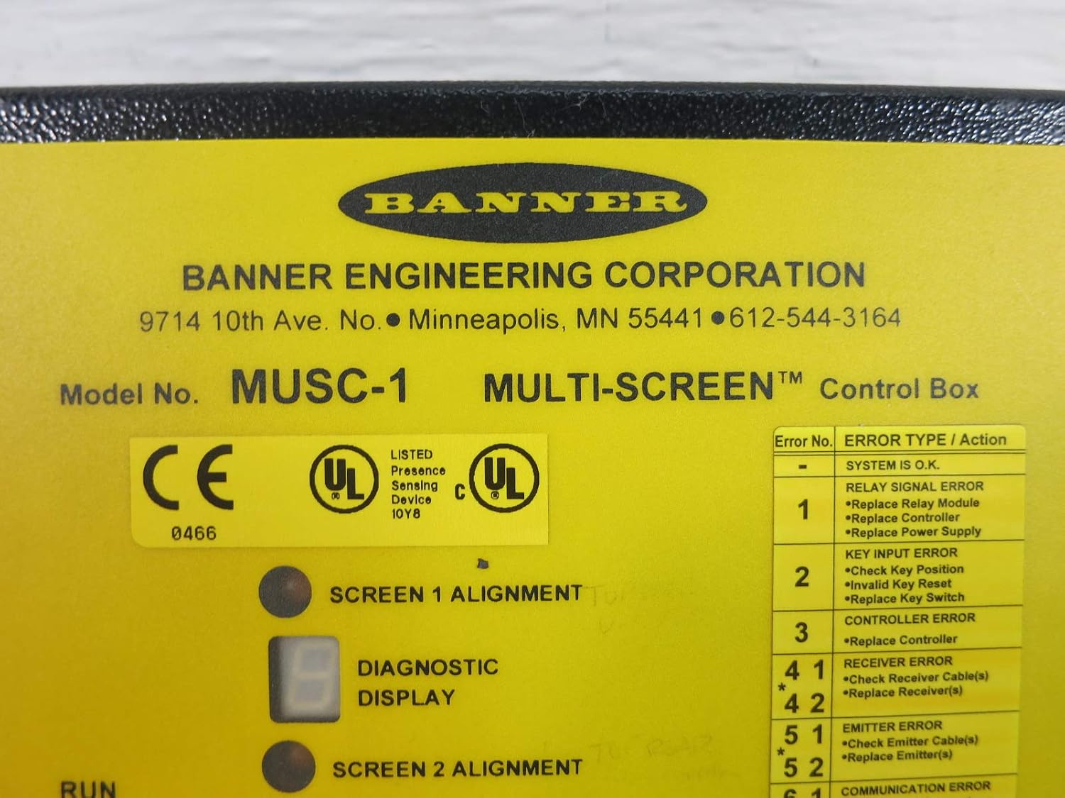Banner Engineering Musc 1 Multi Screen Light Curtain Control Box