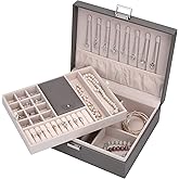ATAIMEISEN Storage and Organizer Jewelry box Jewelry Storage Box Travel Jewelry Organizer Cases craft containers for organizing/GRAY