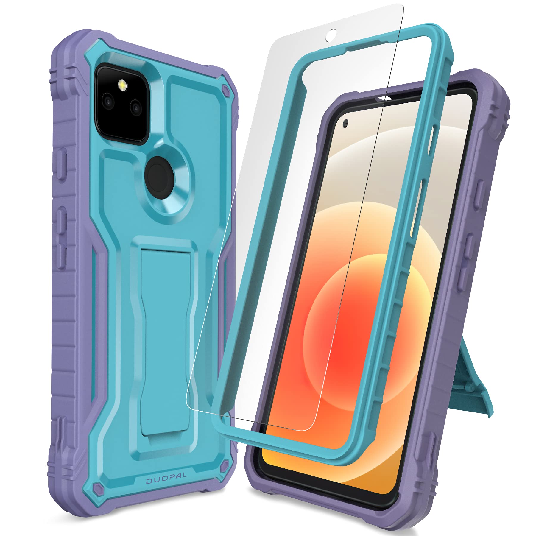 Photo 1 of DUOPAL for Google Pixel 5A 5G Case, Military Grade Protection Shockproof Case with Tempered Glass HD Screen Protector and Kickstand Compatible with Google 5A 5G Phone 6.34 Inch (Blue)