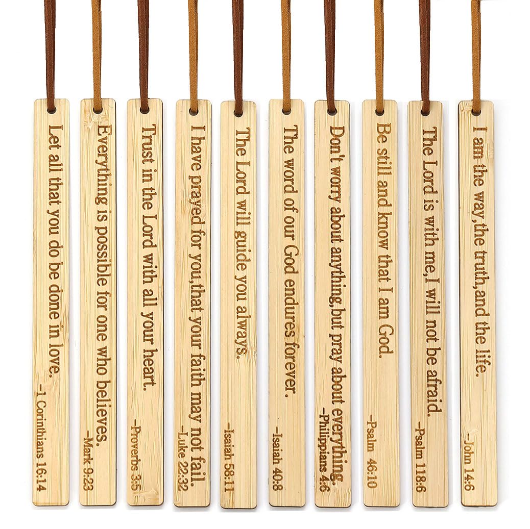 Photo 1 of 10 Pcs Bible Bookmarks for Men Women, Bamboo Bulk Christian Bookmarks Gifts Book Marks for Reading Bible Accessories (Simple)
