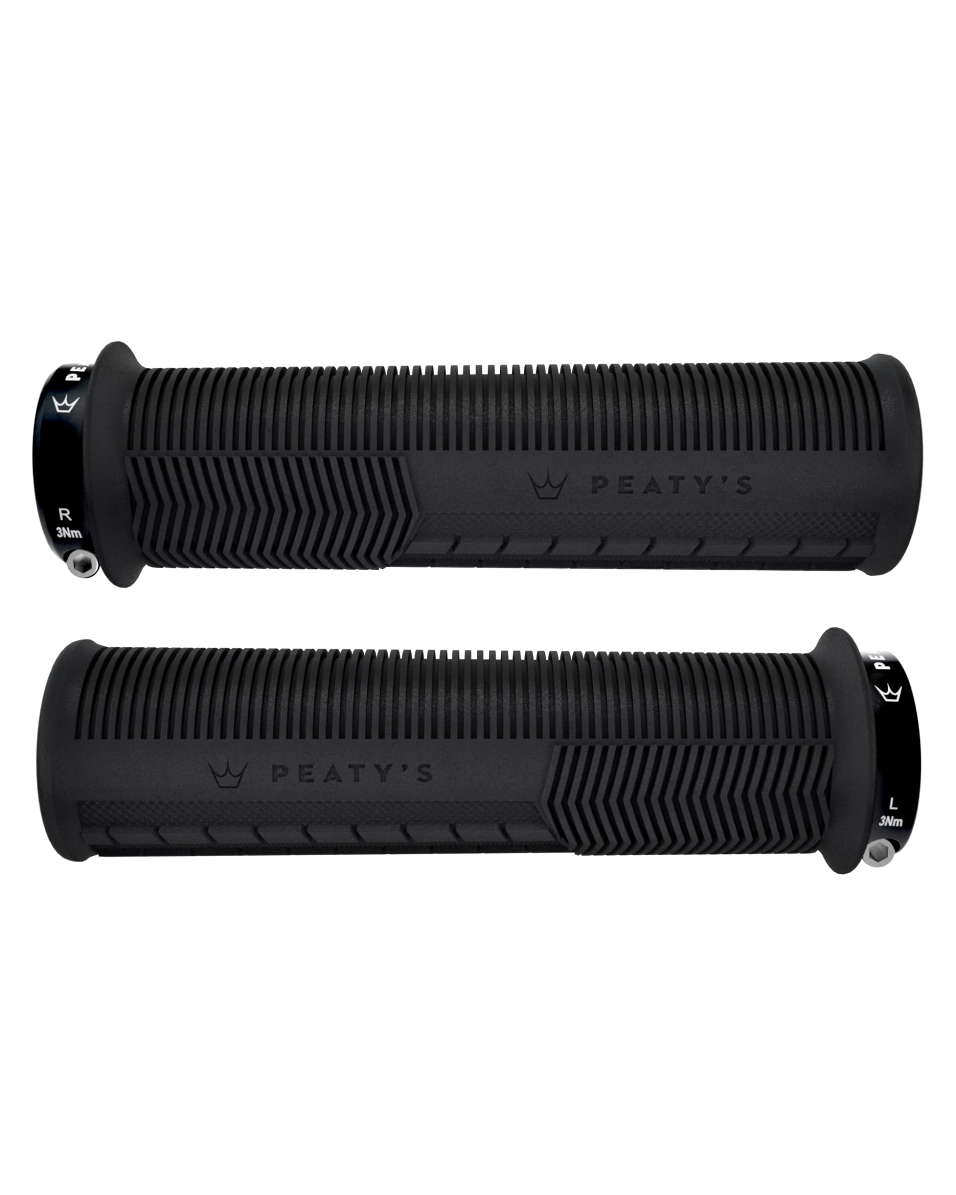 Peaty's Monarch Grips - Mushroom Texture Bike Grips, Ergonomic Handlebar Grip for Trail Comfort, Supportive Thumb Pad & Finger Bars, Durable BMX, Ebike & Mountain Bike Grip - Thin 30-32mm, Black