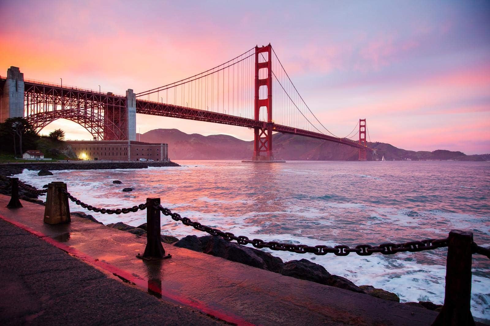 Adult Puzzles 1000 Pieces -Wooden Puzzle - Sea Golden Gate Bridge Landscape Pattern - Educational Toy for Kids and Adults
