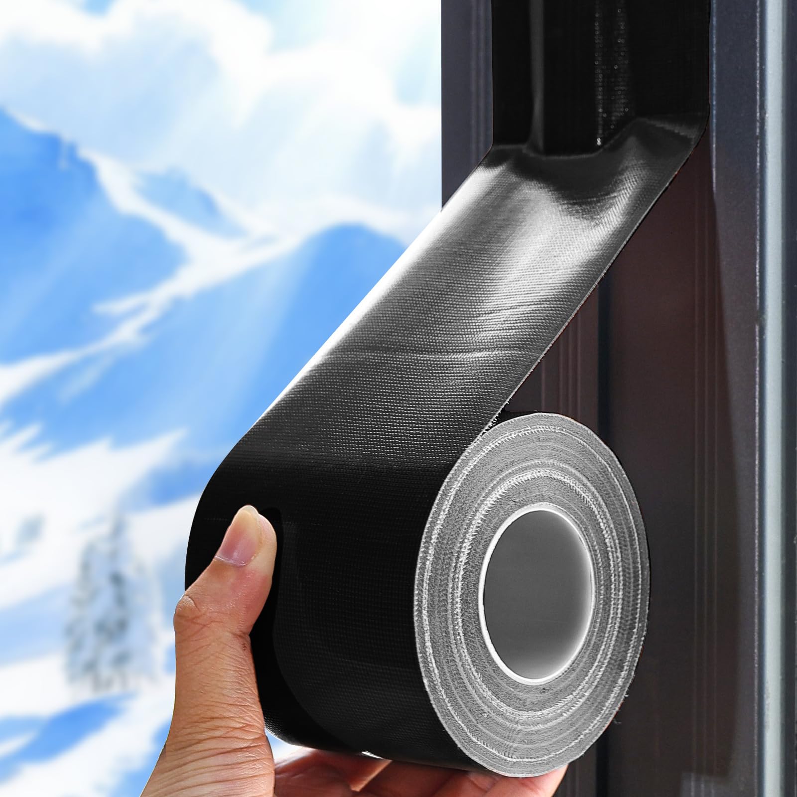 Window Sealing Tape, Window AC Insulation Air Conditioner Seal Around Frame, 3 inch X 65.5 FT, Blocker for Cold Heat Air, Waterproof Tape for Repair, Heavy Duty No Residue (Black)