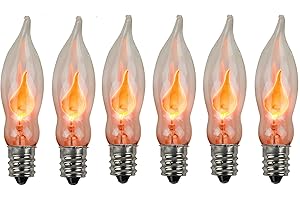 Holiday Joy - Flicker Flame Crystal Clear Flame Tip Candelabra Replacement Bulbs - Great for Electric Window Candle Lamps - CA5 - E12-1 Watt - 120 Volts (6 Pack)