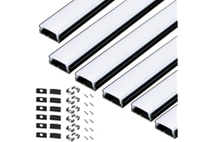 StarlandLed Black 6 Pack 6.6ft/2Meter LED Aluminum Track Diffusers Housing with End Caps and Mounting Clips for LED Flexible Strip