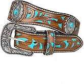 TOPACC Western Belts for Woman Brown Cowgirl Belt Cowboy Turquoise Concho Belt for Jeans Pants Dresses Country Outfit