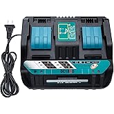 18V DC18RD Dual Ports Battery Charger for Makita 14.4V-18V LXT Lithium-Ion Battery BL1415 BL1430 BL1830 BL1840 BL1850 BL1850B BL1860B BL1860 BL1815