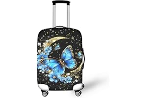 Bigcardesigns Butterfly Luggage Cover for Travel Suitcase Protector Women Girls Luggage Dust Cover Fit 18-21 Inch Blue Butterfly Suitcase Cover Elastic Luggage Protector