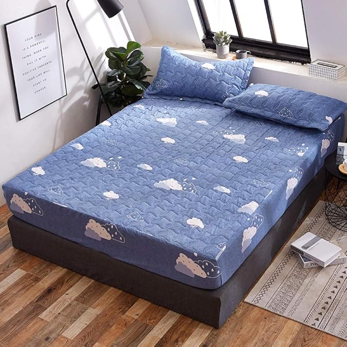 RESUXI Dry Waterproof Single Mattress Cover，Cotton Padded