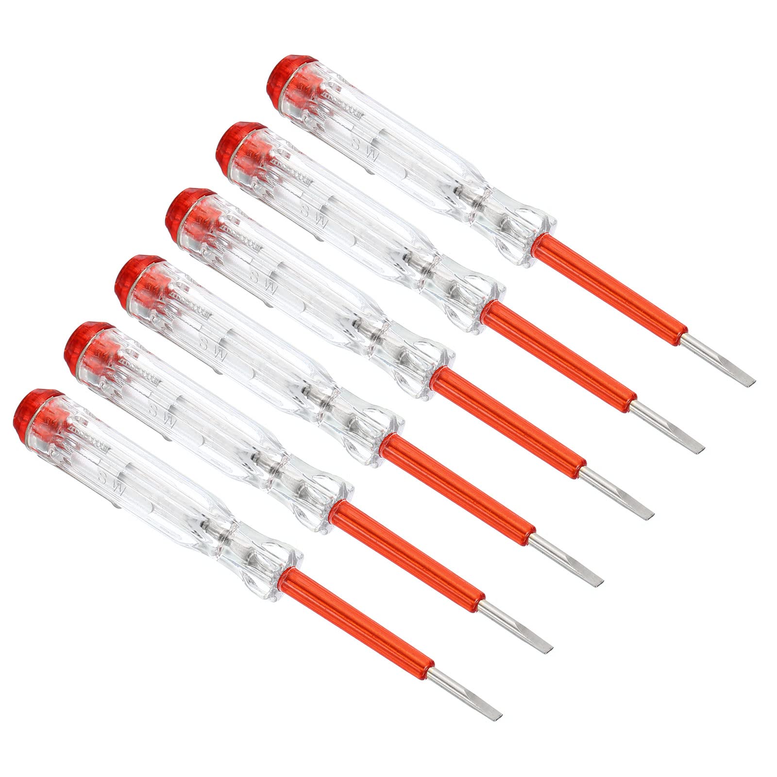 PATIKIL Voltage Tester AC 150-500V Contact Electrical Detector Slotted Screwdriver Tester Pen with Neon Tube, Clear Red, Pack of 6