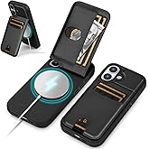 SkyEagle Compatible with Magsafe for iPhone 17 Wallet Case with Card Holder Kickstand RFID Blocking Flip Cover Credit Card Slots PU Leather Men Women,Phone Case for Apple 17 6.3",Black