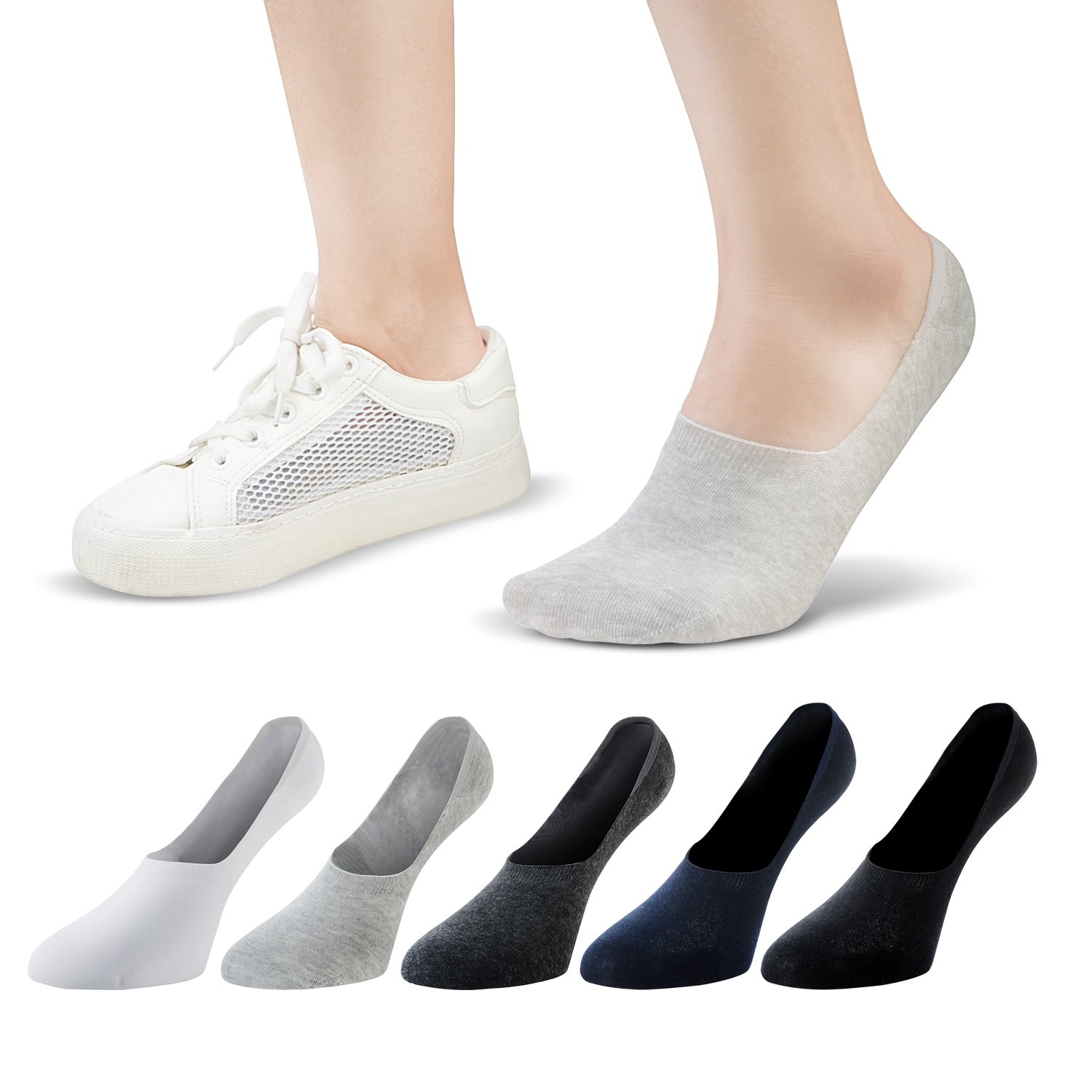 Women\'s Low Ankle Casual Socks No Show Breathable Socks 5-6 Pairs Comfortable Cotton Socks(Plain-short)