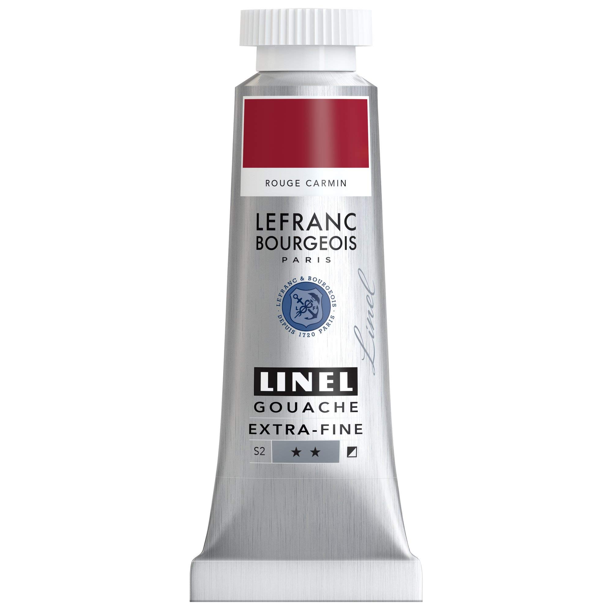 Lefranc Bourgeois 301176 Linel Gouache Extra Fine and Smooth Watercolours with Maximum Colour Intensity, Luminosity for Streak-Free Application, 14 ml Tube - Carmine Red
