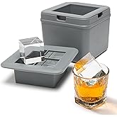 Silicone Clear Ice Cube Mold - 4 Crystal Clear Square Ice Maker Premium for Cocktails,Whiskey,Bourbon,Easy-release Clarity La