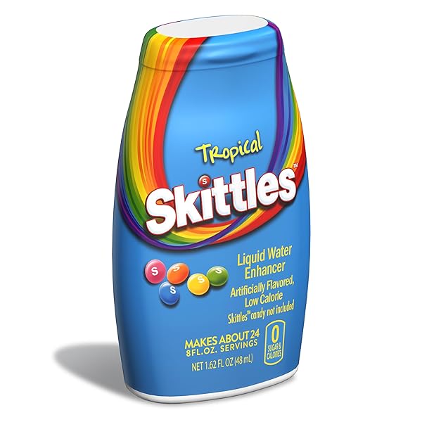 SKITTLES SINGLES TO GO LIQUID WATER ENHANCER, 1.62 FL. OZ (1-PACK), LOW CALORIE, ZERO SUGAR DRINK ENHANCER (1, TROPICAL)