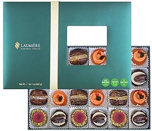 Laumière Gourmet Fruits - Le Cadeau Parfait Collection - Rectangle Box (24 Pcs) - Healthy Gift Box - Holiday Fruits & Nuts - Fathers Day Gift Basket - Gluten Free - Refined Sugar Free - Sympathy